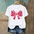 thumbnail image 4 of AUNVITO Women's Valentine's Day T-Shirt Bow Detail Print Round Neck Short Sleeve Casual and Fashionable, 4 of 6