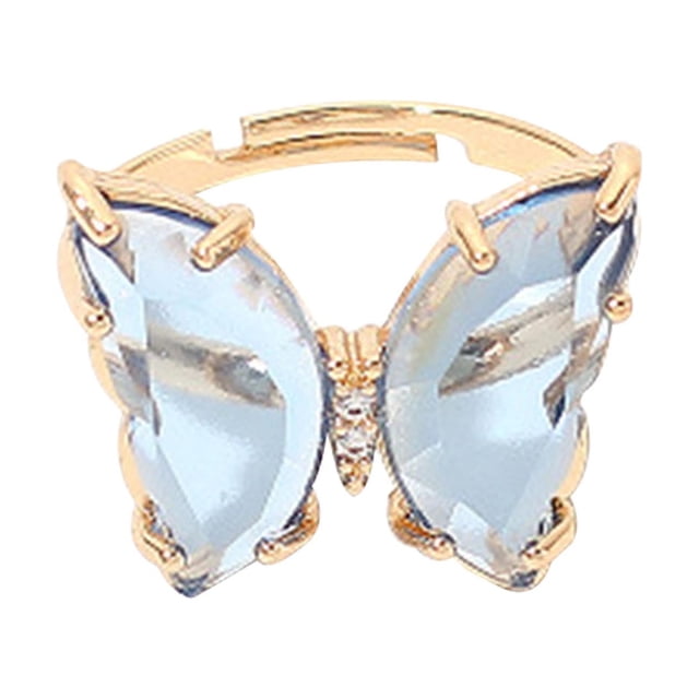 Butterfly Color Transparent Live Mouth Ring Female Ins Net Red Girl Fashion Ring