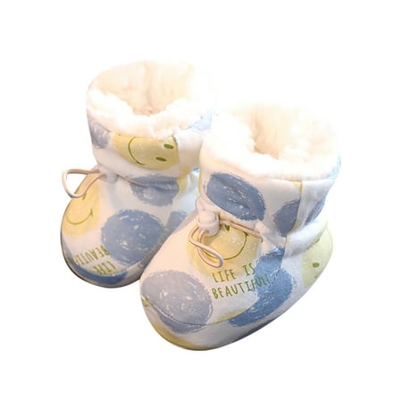

Harsuny Infant Baby Cotton Boots First Walkers Stay On Socks Plush Lining Crib Shoes Walking Cute Non-slip Winter Bootie Prewalker Booties Blue 6C