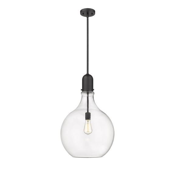 492-1S-BK-G582-16-LED-Innovations Lighting-Amherst - 1 Light Pendant In Industrial Style-24.75 Inches Tall and 15.75 Inches Wide Matte Black Clear