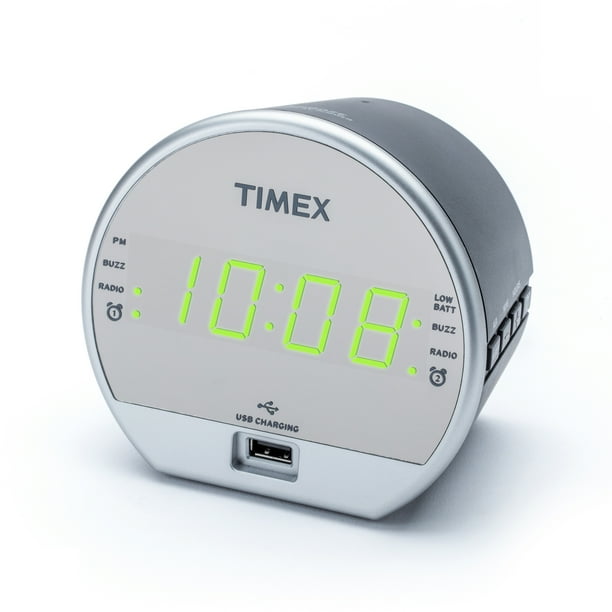 Dual Alarm FM Clock Radio w/ USB Charging/Battery Backup