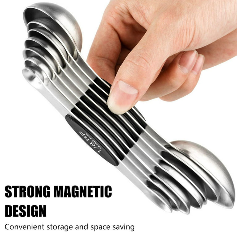 5pcs/set Double Sided Stainless Steel Magnetic Measuring Spoons Easy  Storage Kitchen Scale Accessories Cooking Tools