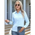 thumbnail image 6 of Super Soft Wrinkle Free Button Down Shirts for Women Solid Long Sleeve Striped Formal Work Dress Blouses Tops Blue XL, 6 of 9