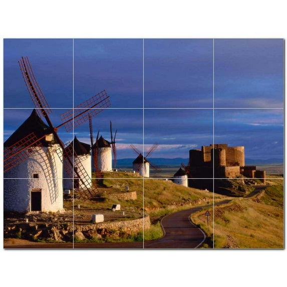 Windmill Photo Ceramic Tile Mural Kitchen Backsplash Bathroom Shower 406332-M43