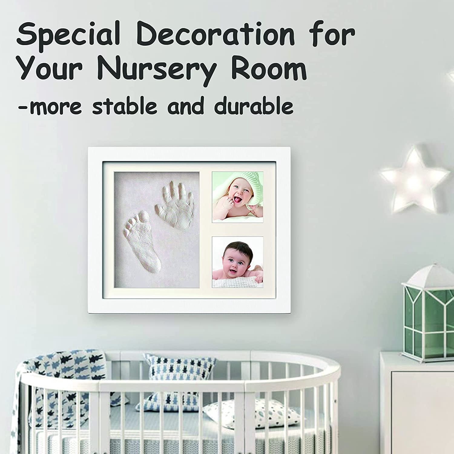 IPiccoli | Cadre Pour Empreintes Mains Et Pieds Nouveau-né. Design Simple. Cadeau Naissance. Kit Empreintes Enfant. Cadeau Naissance. (30x20cm