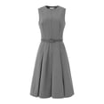 thumbnail image 2 of Vestido Sin Mangas Hobemty Acampanado con Cinturón y Cremallera Gris M, 2 of 6