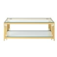 thumbnail image 3 of Contemporary Metal and Glass Rectangular Coffee Table - Gold, 3 of 7
