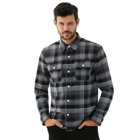 Free Assembly Men's Two-Pocket Flannel Shirt