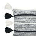 thumbnail image 2 of Benzara BM228890 Fabric Throw Pillow with Stripes Pattern & Tassels, Black & White, 2 of 5