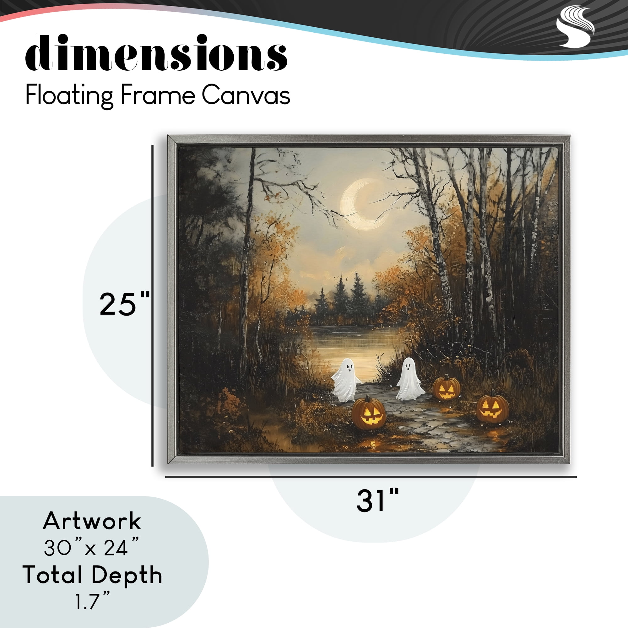 Autumn Ghosts at Lake Gray Framed Floater Canvas Wall Art, design by Arlington Prints