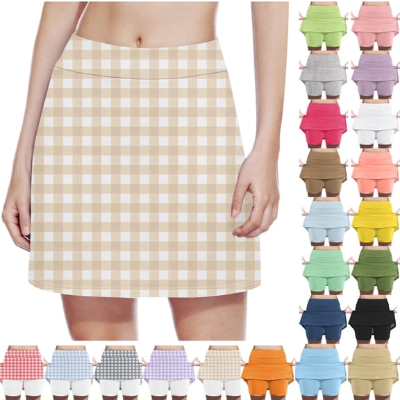 Gamivast Girls Tennis Skort Plaid Stretchy High-Waisted A-Line Skirt with Breathable Shorts Skort Preppy Back to School Sports Outfits for Teen