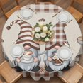 thumbnail image 2 of Vintage Gnome with Hat Coffee Cup Round Tablecloth 54 inches Coffee Beans Brown Plaid Waterproof Oil-Proof Table Cloth Round Table Cover for Holiday Party Picnic Dinner Decor Indoor and Outdoor Use, 2 of 9