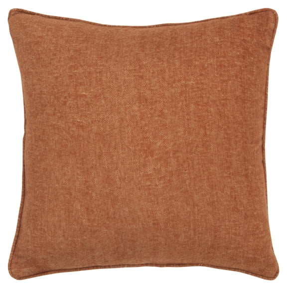 Rizzy Home Throw Pillow T14809 Transitional Orange Welted Heathered 20" x 20" Square, Cover Only