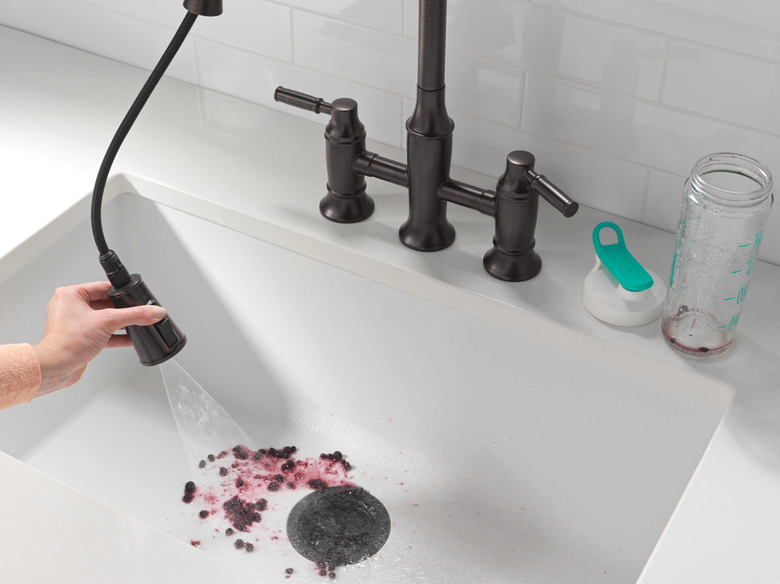 Delta 2384L-Dst Renaldi 1.8 GPM Bridge Kitchen Faucet - Lumicoat Polished Nickel