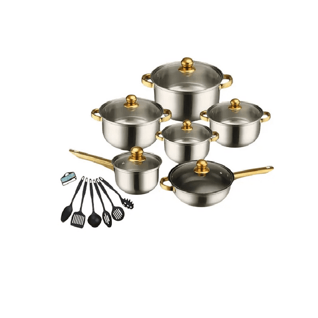 Batería De Cocina Xtellar plateado De Acero Inoxidable 18piezas Antiadherente