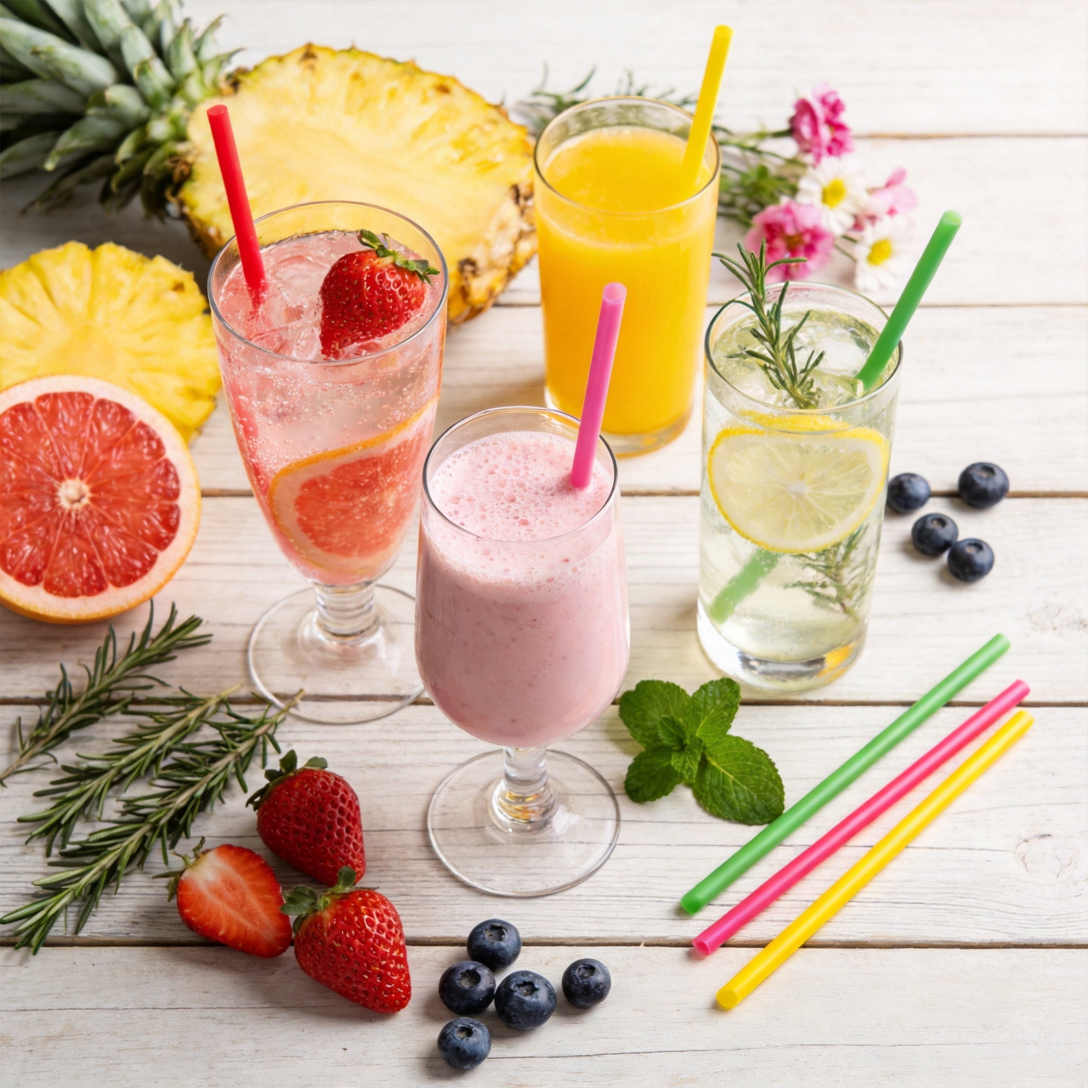 GARITIN Jumbo Smoothie Straws 100 Pack, 9.8 Inch Wide Disposable Plastic Big Drinking Straws, Individually Wrapped Multicolor Large Straws for Shakes, Boba, Milkshakes