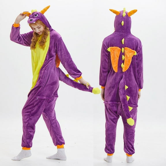 CEHVOM Women Flannel Cartoon Animal One-Piece Pajamas Lovely Keep Warm Pajamas