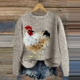 thumbnail image 2 of Women's Sweatshirts Pullover Shirts Fashion Christmas Chicken Printed Thick Round Neck Street Trend Knited Hoodless Hoodies Fall Trendy Outfits 2025 Winter Sweater Beige-L, 2 of 3