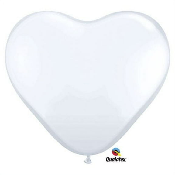 Qualatex 6 Heart Balloons, White - Pack of 100