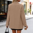thumbnail image 4 of Women’s Long Sleeve Double Breasted Blazer Jacket with Notched Lapel and Pockets for Office Casual Wear Khaki M, 4 of 4