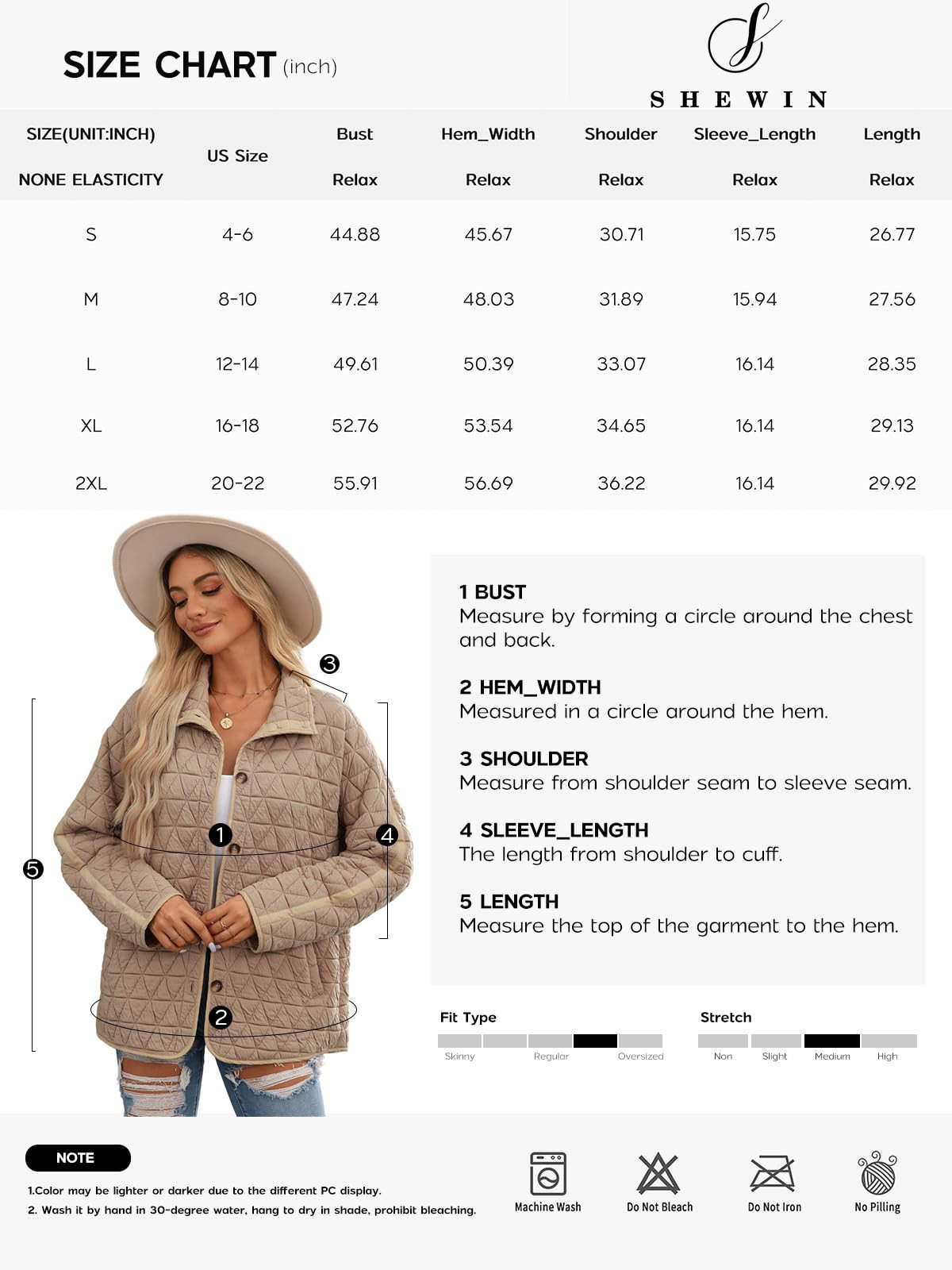 SHEWIN Women's Button-Down Quilted Puffer Jacket photo 8