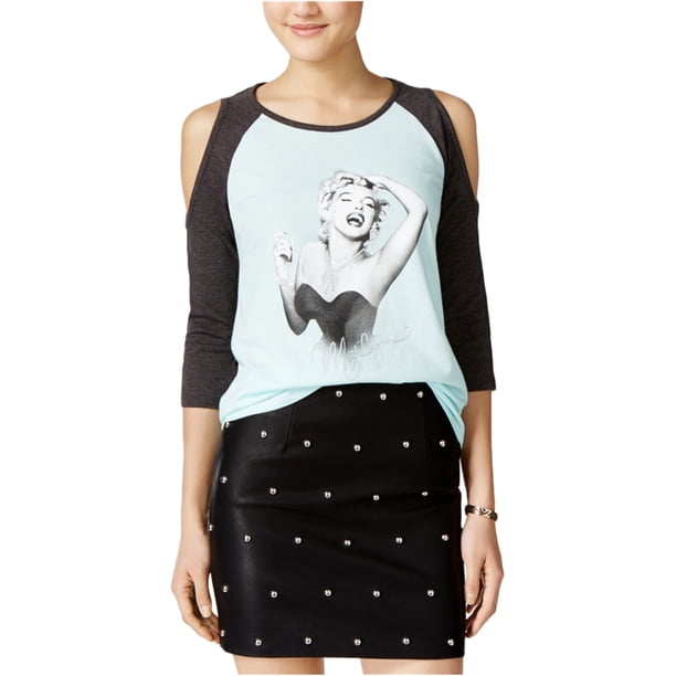 Camiseta gráfica Marilyn Monroe para mujer con hombros descubiertos, verde, pequeña Marilyn Monroe Camiseta gráfica