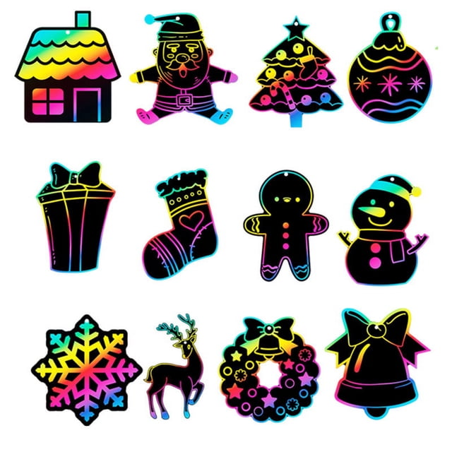 Juguete educativo Graffiti Scratch Art Crafts Juego de pintura para rayar de Navidad 12 unids/set Juego de pintura para rayar de Navidad ANGGREK Otros