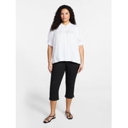 Terra & Sky Women's Plus Pull On Jegging Capri Pants with Control Panel, Sizes 0X-5X