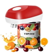 Topzee Electric Can Opener, One-Touch Automatic Battery-Operated Hands-Free Can Opener for Seniors, Red