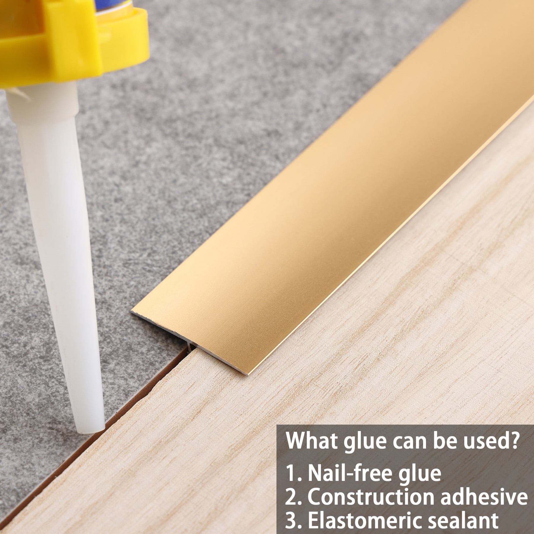 Gaahing Aluminum T Molding Floor Transition Strip, T Moulding for Laminate Flooring Planks, Vinyl Floor Transition, Rubber Transition,3Pcs
