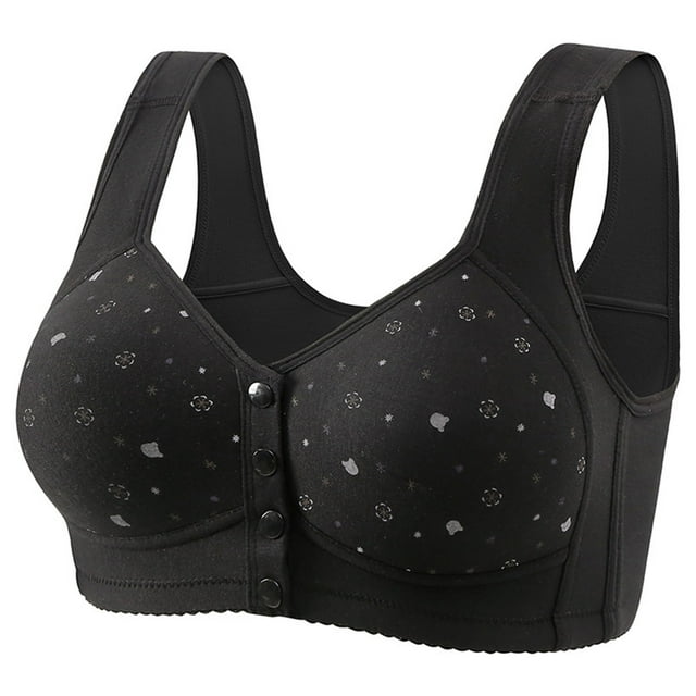 Cinvoph Womens Bras No Underwire Front Closure Wireless Snap Closing Bra Plus Size Gathered Breathable Print Bras