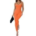 thumbnail image 2 of Bellella Combinaisons pour Femmes Col Rond Pantalon Long Combinaison Extensible Décontractée Bretelles Spaghetti une Pièce Femme 2831 Orange G, 2 of 7