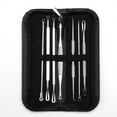 thumbnail image 6 of Casewin 7pcs Blackhead Remover Pimple Extractor Tool, Comedone Extractor Acne Removal Kit for Blemish, Whitehead Popping, Zit Removing for Nose Face with Leather Bag (Cover - Black), 6 of 7