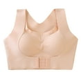 thumbnail image 5 of SELONE Everyday Bras for Women Push Up No Underwire Front Closure Clip Zip Front Snap Front Hook Close Sagging Breasts Cross Gathering Adjustable Without Steel Ring Front Buckle Beautiful Back Beige, 5 of 9
