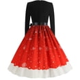 thumbnail image 4 of CEHVOM Robe Vintage pour Femmes Automne Hiver à Manches Longues de Noël à Col en V des Années 1950 Ménagère Soirée Fête Bal, 4 of 8