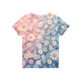 thumbnail image 4 of Abcomgle Girls Summer Tshirts 4-16 Crewneck Daisy Flower Print Toddler T-Shirt Short Sleeve Toddler Girls T-Shirts Summer Fashion Cotton Tee Tops Girls, 4 of 5