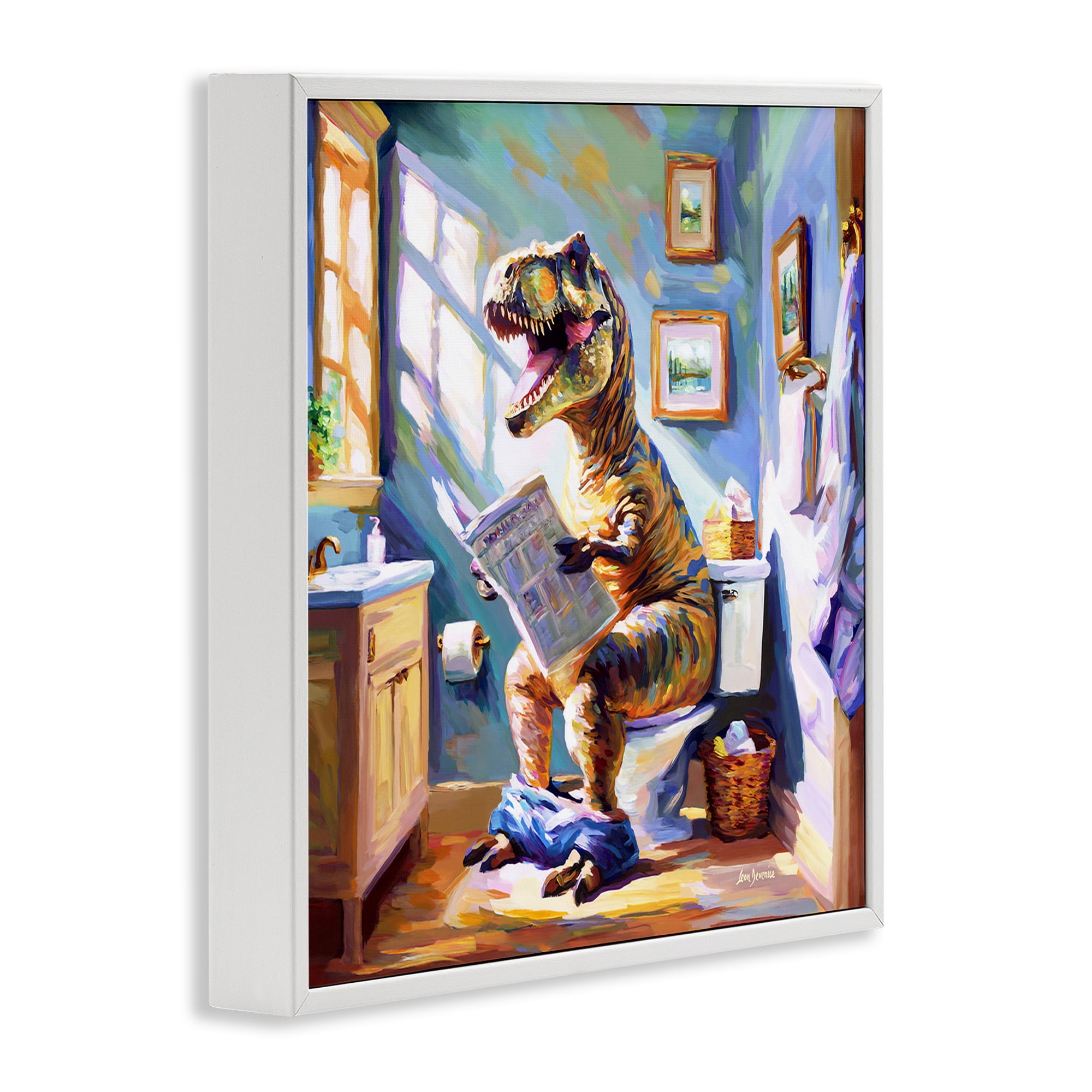 Stupell Industries Urban Bathing Bear Typography Painting White Framed Art Print Wall Art, 17 x 17