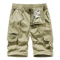 thumbnail image 2 of Xysaqa Men's Elastic Waistband Cargo Shorts Casual Big & Tall Cotton Shorts Summer Travel Hiking Short Pants with Multi Pockets 2X 3X 4X Clearance, 2 of 9