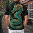 thumbnail image 6 of adaychics Three Button Shirts for Men Dragon Print Short Sleeve Graphic Tee Shirts Casual Summer Tops for Vacation Travel, 6 of 7