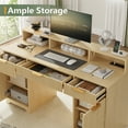 thumbnail image 5 of Yeahumalia 59" Executive Fluted Desk with Power Outlet, 3 Drawers & 2 Cabinets, Wood Color, 5 of 10