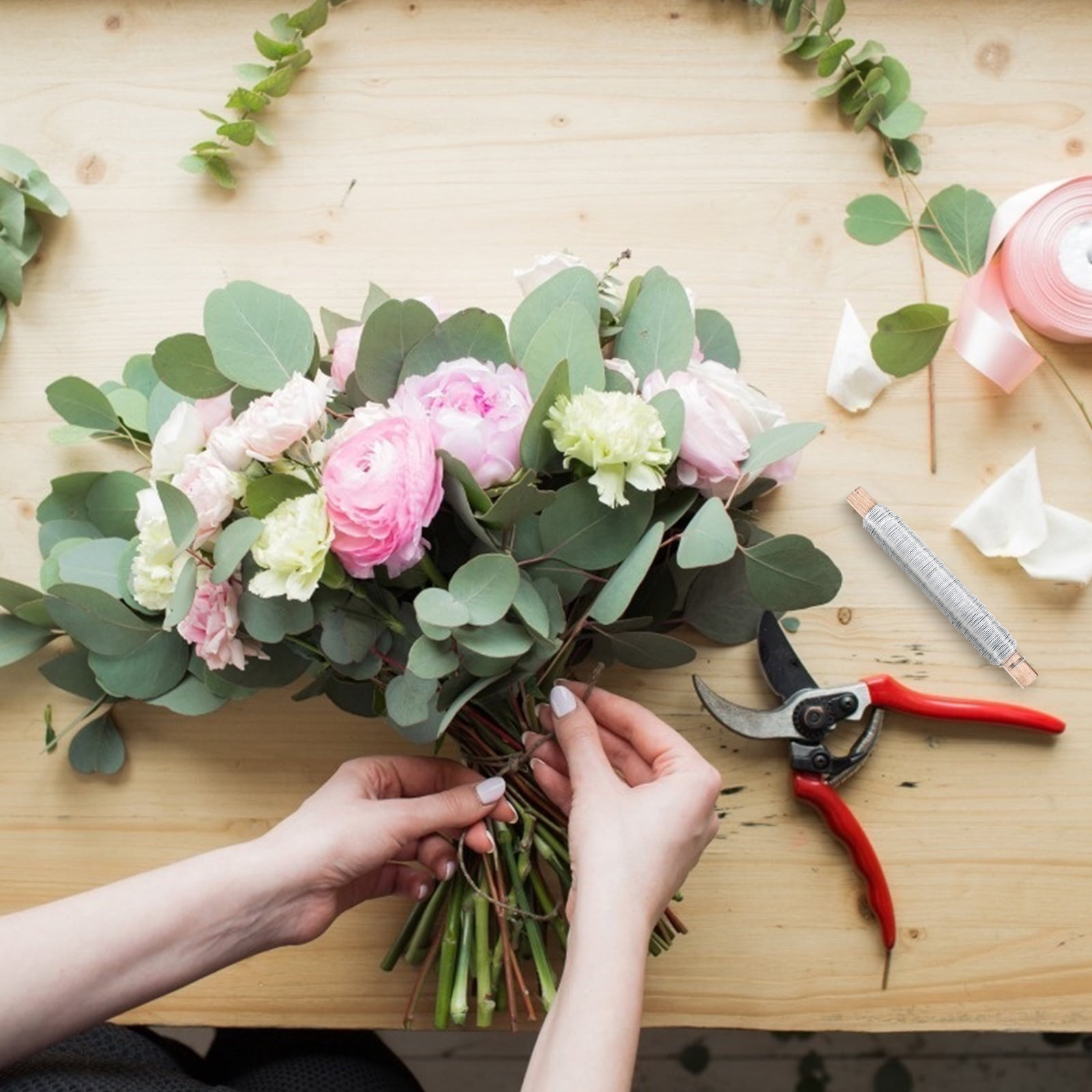 6 Pcs Plant Bailing Wire Crafting Wires Green Floral Paddle DIY Crafts Flower Bouquet Binding Ties Iron Arrangement