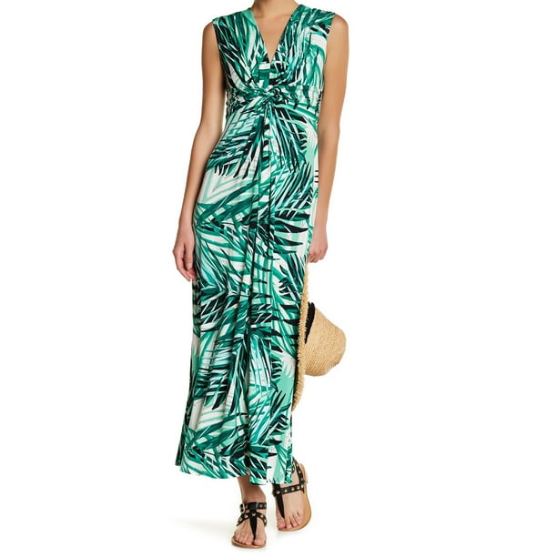 Eliza J - Eliza J NEW Green Women's Size 6 Twisted Front Floral Maxi ...