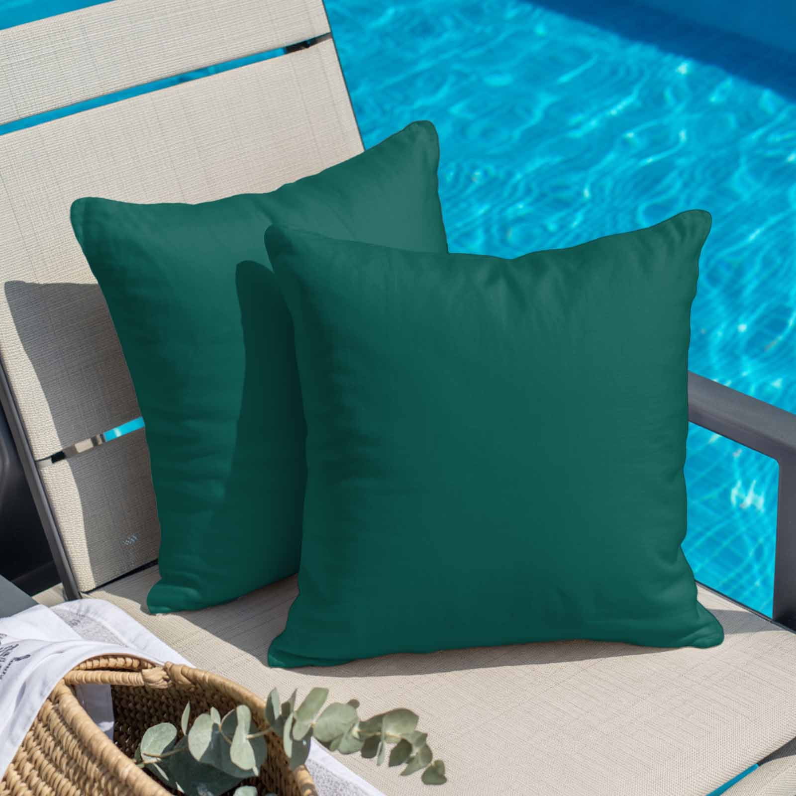 Dark Green Pillow Covers 24x24 Inch, Farmhouse Solid Green Color Modern Art Linen Pillowcase with Invisible Zipper, Decorative Throw Pillow Covers Cushion Case for Couch Sofa Bed Living Room
