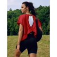 thumbnail image 5 of Camiseta de entrenamiento SENSERISE con espalda abierta de manga corta para mujer, color rojo, 5 of 5