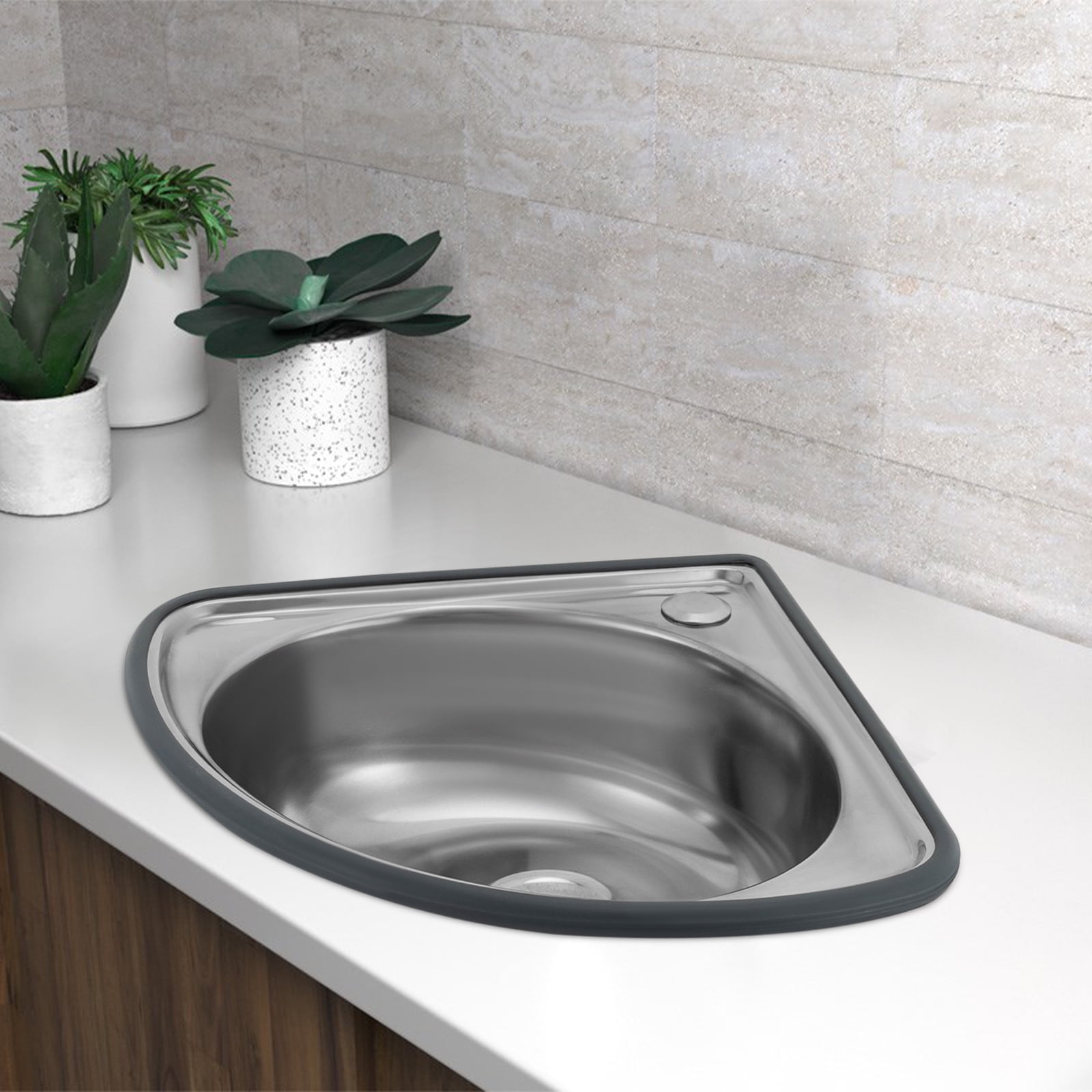 Stainless Steel Fan-Shaped Basin – 12.2" Single Bowl, Wall/Countertop Mount, Anti-Rust Design – for Kitchen & Bathroom Sinks