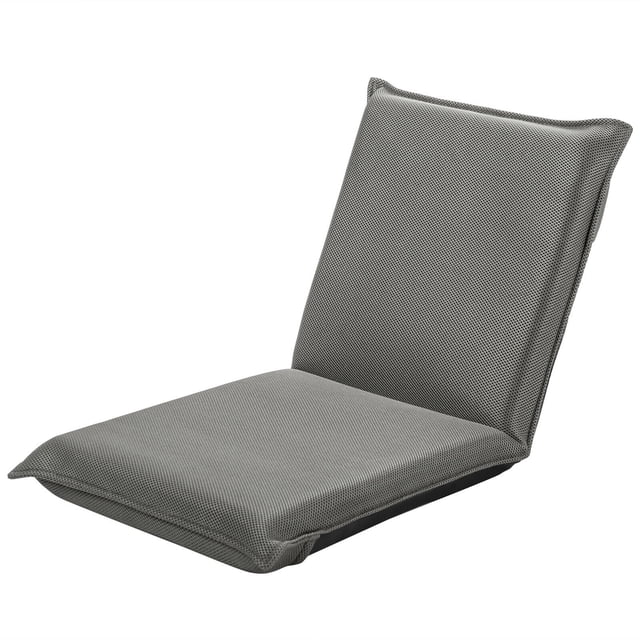 Gymax Chaise de Sol Réglable 6 Positions Rembourrée Pliante Paresseuse Grise