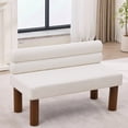 thumbnail image 3 of Oversized Modern Minimalist Bench, Armless Design, Wooden Frame, Ideal For Dining Room/bedroom/entryway,White, 3 of 11