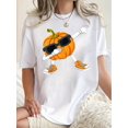 thumbnail image 1 of T-Shirt Graphique Citrouille Amusant pour Femmes - Col Rond Décontracté Manches Courtes, Extensible et Lavable en Machine, Parfait pour la Fête des Pères, Fête des Mères, Nouvel An, Festival de Printemps, Saint-Valentin, Indepe, 1 of 7