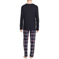 thumbnail image 5 of Hanes Men's and Big Men's ComfortSoft Long Sleeve Crew & Cotton Flannel Pant Pajama Set, 5 of 6