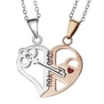 thumbnail image 2 of Collar de pareja, collar con colgante de aleación con cerradura y llave, collar de pareja con corazón roto Oro, 2 of 9